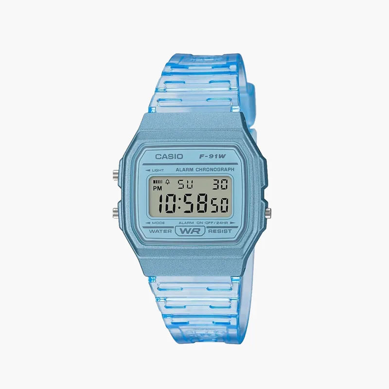 Casio F-91WS Watch Blue Skellington